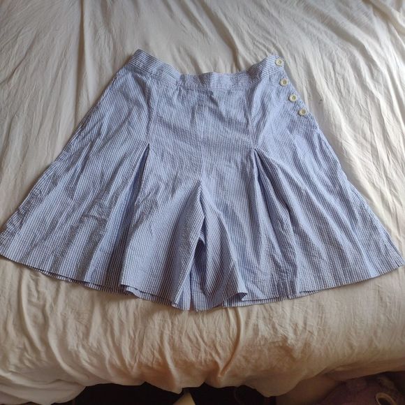 Eddie Bauer blue and white seersucker striped loose shorts size 32 - Picture 10 of 10